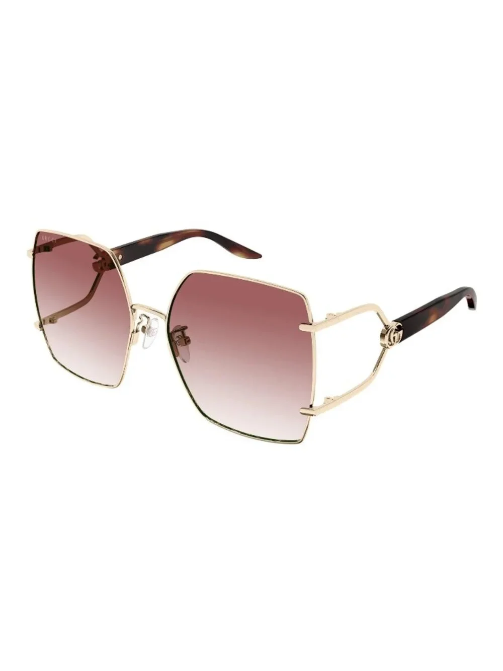 NEW GG1564SA 004 GUCCI SUNGLASSES, GOLD/PINK OVERSIZED WOMEN GUCCI EYEWEAR